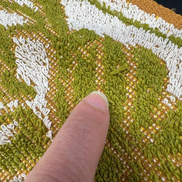 Vintage Bath Towels 1960s JC Penney Fashion Manor Avocado Harvest Gold Cotton - Picture 7 of 10